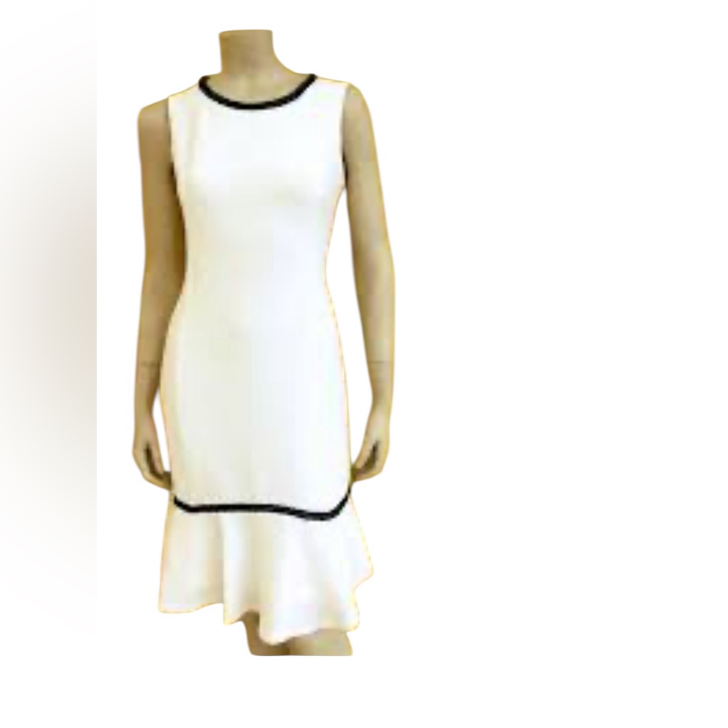 Karl Lagerfeld White Midi Dress With Black Accents